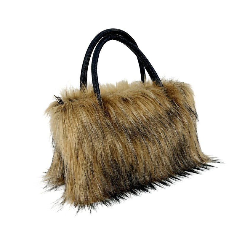 European And American Square Plush Bag Artificial Fur Raccoon Fur Portable Large Capacity Totes