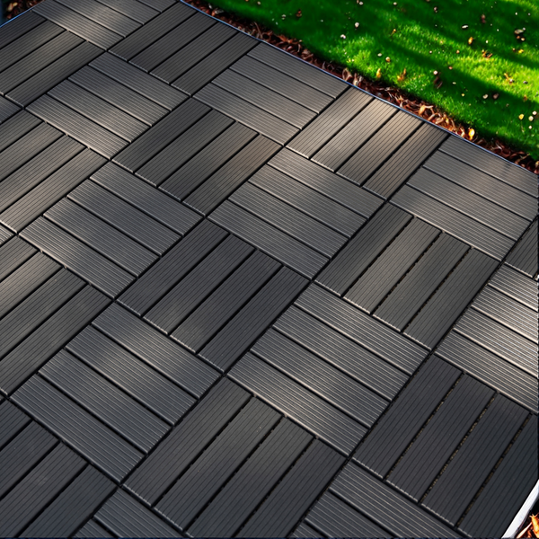 44 pieces of 12x12 square waterproof outdoor terrace tiles - interlocked, all-weather, anti slip, easy to assemble