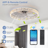 Modern acrylic ceiling fan light with remote control, dimmable LED pendant light, 6-speed adjustable, silent motor