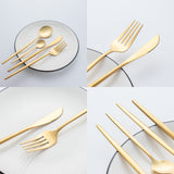 Stainless Steel Tableware 24 Sets Of Forks And Spoons Western Food Portuguese Knife, Fork And Spoon Set Golden Spoon And Fork