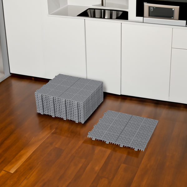 12 x 12 inch gray interlocking deck tiles, plastic waterproof, weighing up to 6613 pounds, with a rose pattern pack of 12