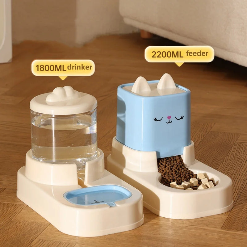 Kimpets Pet Cat Automatic Drinking Water Feeder Large Capacity Water Dispenser Dry Wet Separation Food Container Cat Dog Bowl