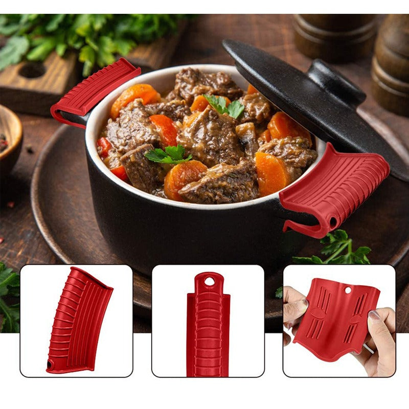 Silicone insulated pot handle sleeve set high-temperature resistant and anti slip pot ear clip anti scald hand clip