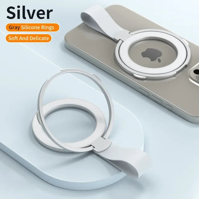 Magnetic Cell Phone Ring Holder for MagSafe Magnet Stand with Strap for IPhone 13 14 15 Samsung Mac Safe Removable Grip Bracket