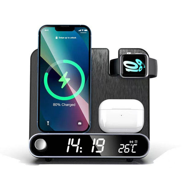 Multi functional clock wireless charging watch earphone wireless charging thermometer wireless charging 15W wireless charging