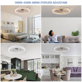 Modern acrylic ceiling fan light with remote control, dimmable LED pendant light, 6-speed adjustable, silent motor