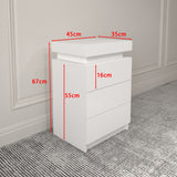 LED White Nightstand With 3 Drawers, Modern Multi-Colour LED Night Table Bedside Tables for Bedroom, Living Room