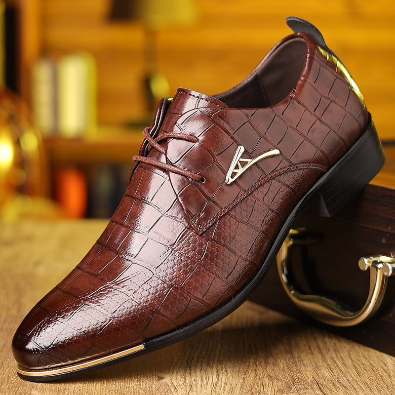 Men's Plus Size Leather Shoes Pointed-toe Fashion Business Formal Men's Shoes Barber Shoes