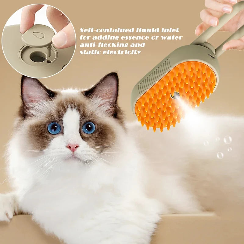 3-in-1 Steamy Brush for Pet Cat Dog