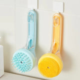 1pc Pet Bath Brush Soft Silicone Long Handle