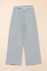 Striped Drawstring Waist Wide Leg Pants