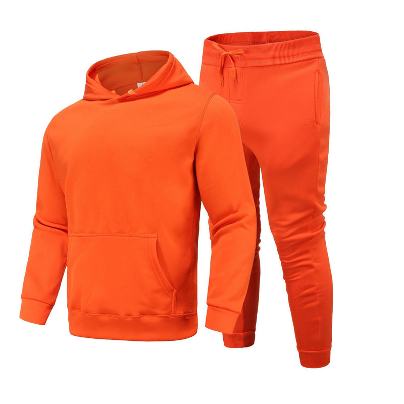 Sports Suit Solid Color Fleece Sweater Hoodie Suit