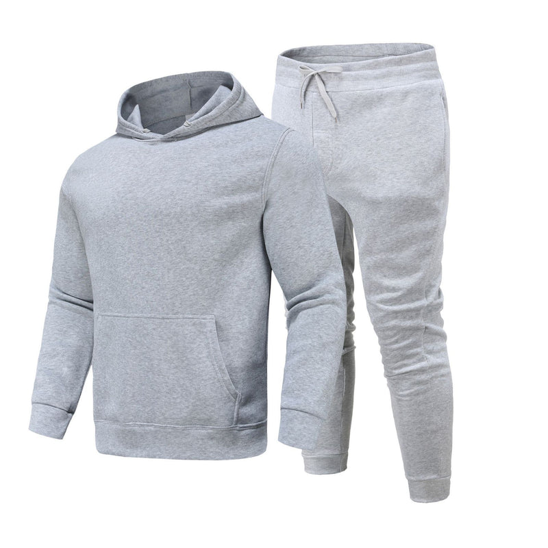 Sports Suit Solid Color Fleece Sweater Hoodie Suit