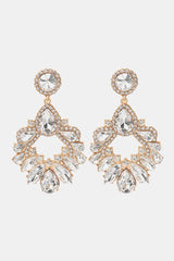 Zinc Alloy Frame Glass Stone Dangle Earrings