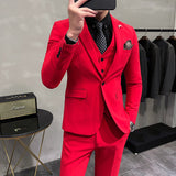 Men's Three-piece Suit Korean Style One Button