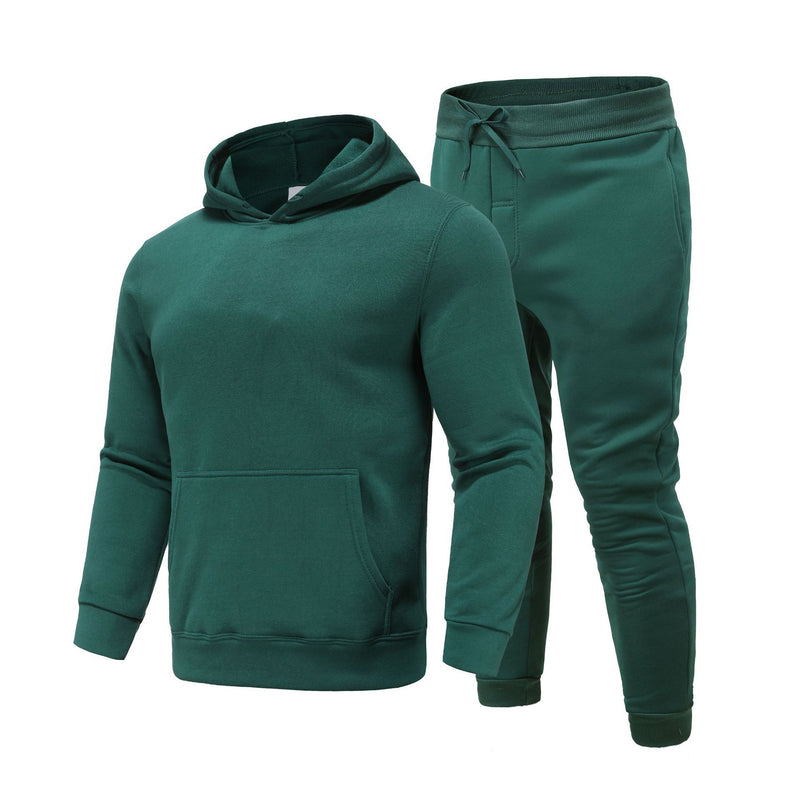 Sports Suit Solid Color Fleece Sweater Hoodie Suit