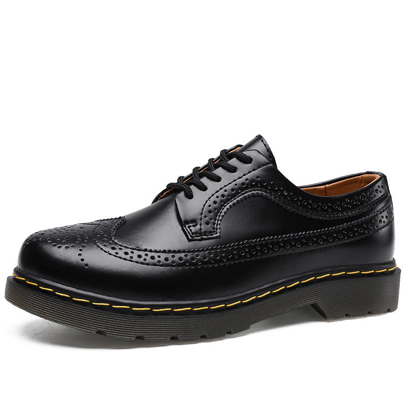 Martin Shoes Women's Low-cut Genuine Leather 5-hole Brogue Men's And Women's Round Head Couple's Lace-up Shoes