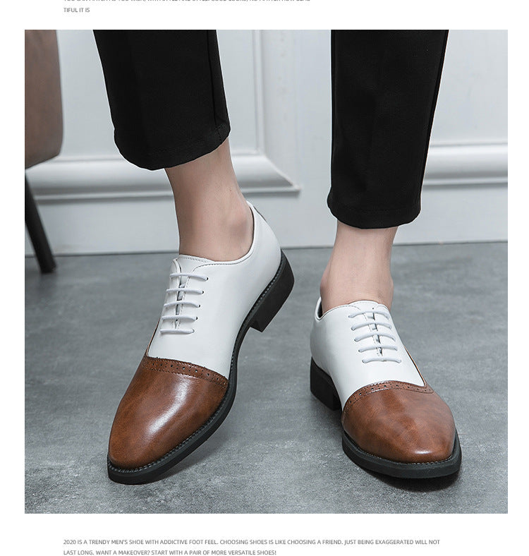 Men's Business Double Color Block Leather Shoes