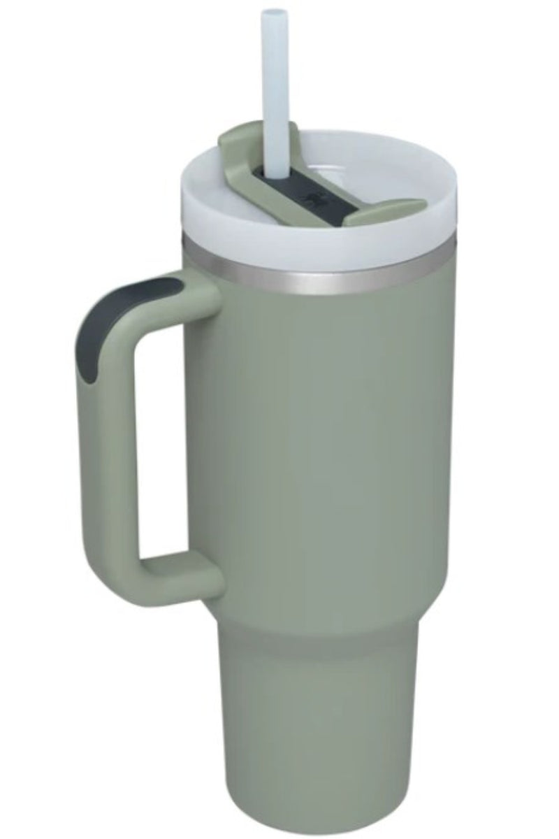 Stainless Steel Tumbler with Upgraded Handle and Straw