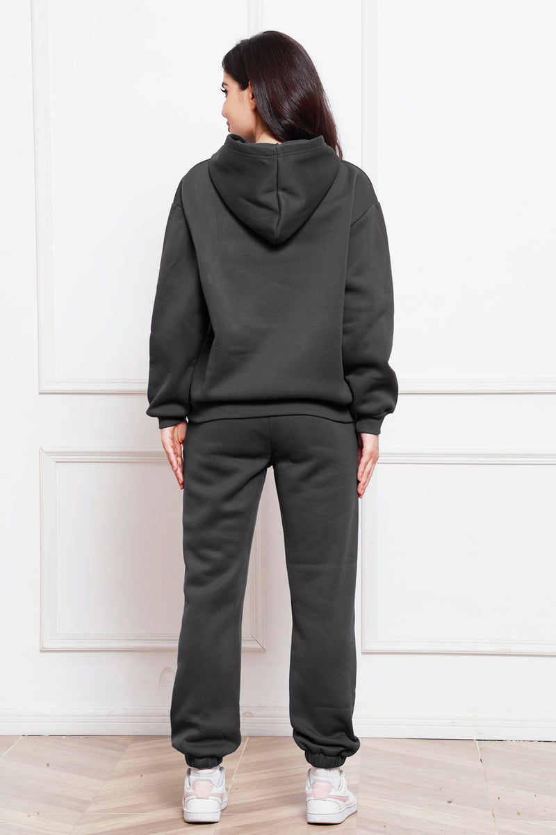 Drop Shoulder Long Sleeve Hoodie and Pants Set