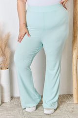 RISEN Full Size High Waist Ultra Soft Knit Flare Pants