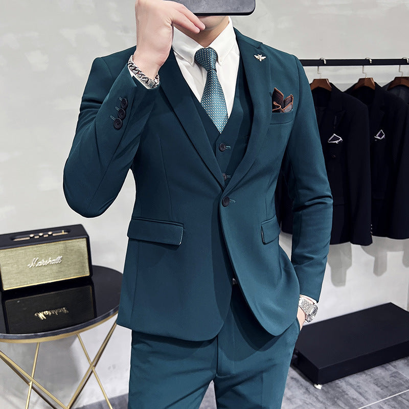 Men's Three-piece Suit Korean Style One Button