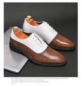 Men's Business Double Color Block Leather Shoes