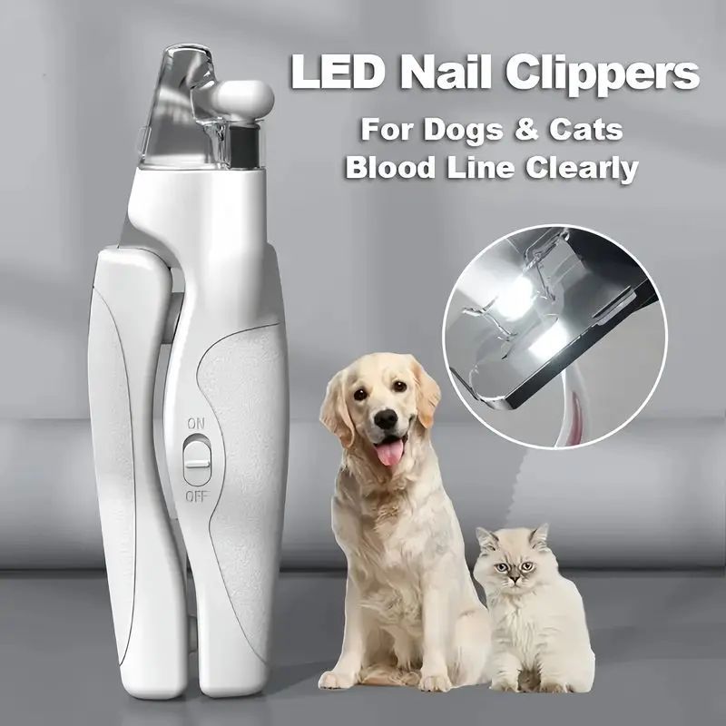 Pet Nail Clippers With Light For Dogs And Cats - Rechargeable, Easy And Safe Trimming With Precision Blades And LED Light