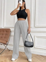 Drawstring Wide Leg Pants with Pockets