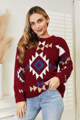 HEYSON Full Size Aztec Soft Fuzzy Sweater